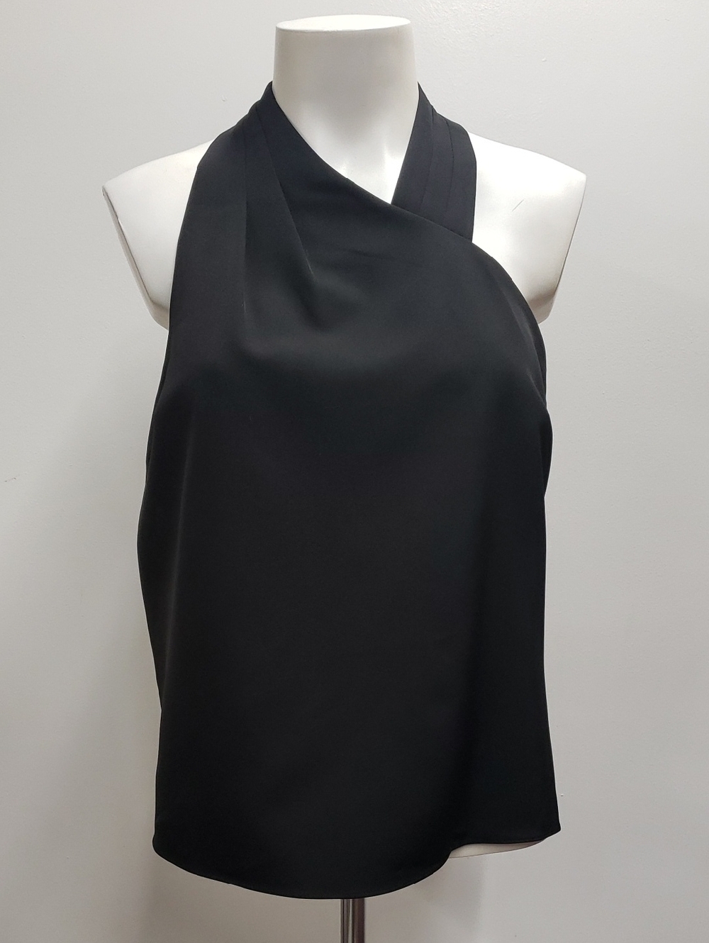 Milly Preston Cady Asymmetrical Halter Top Women's Size Large Black